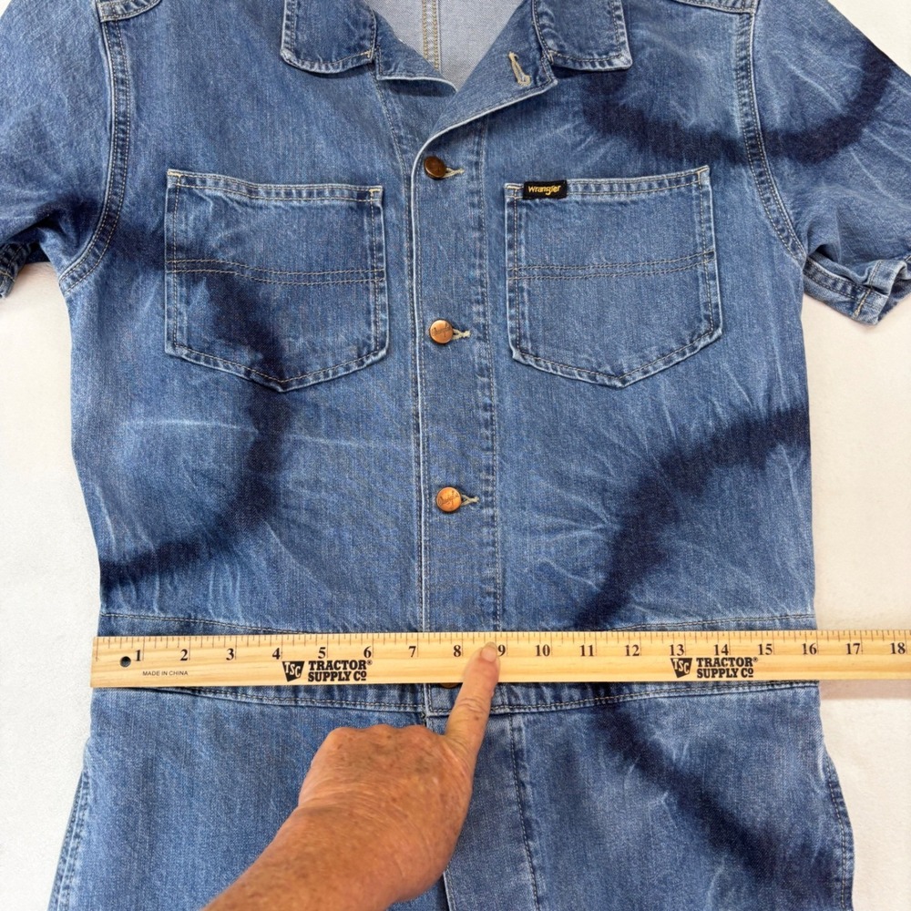 Wrangler Denim Jumpsuit Womens S Blue Tie Dye Circle Wide Leg Utility Western - Picture 7 of 12